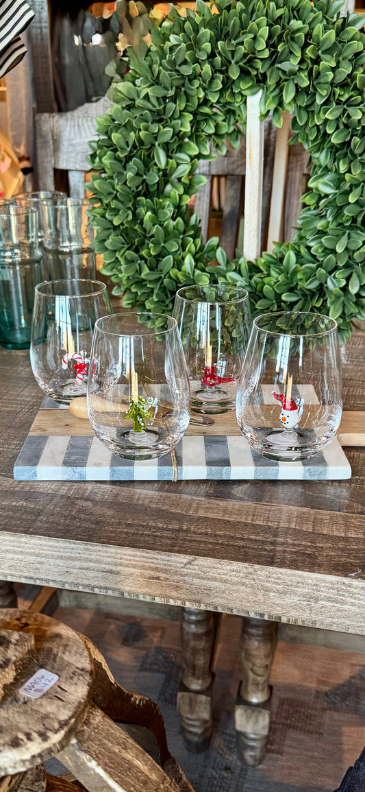 Holiday Figure Stemless Wine Glass