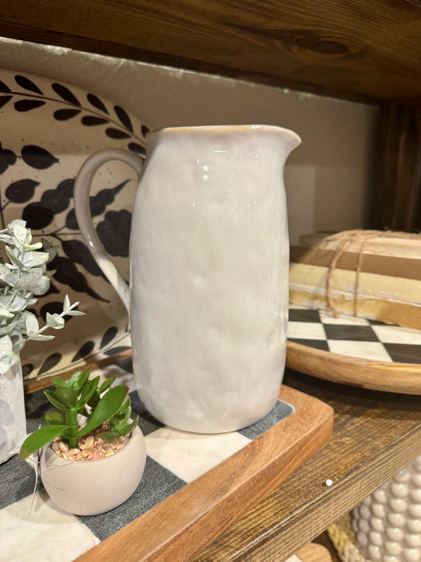 White Stoneware Pitcher