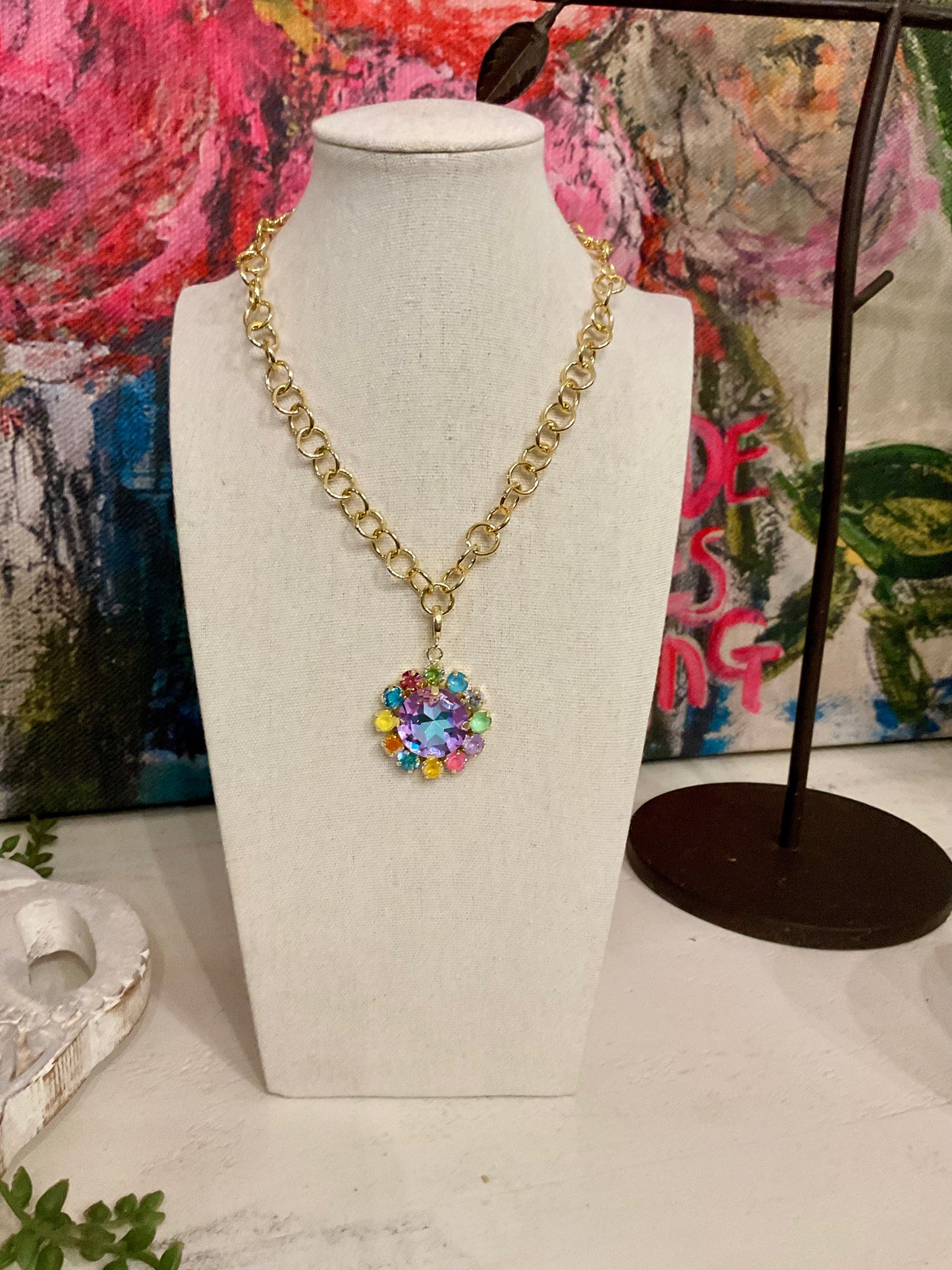 Multi Color Crystal Pendant Only