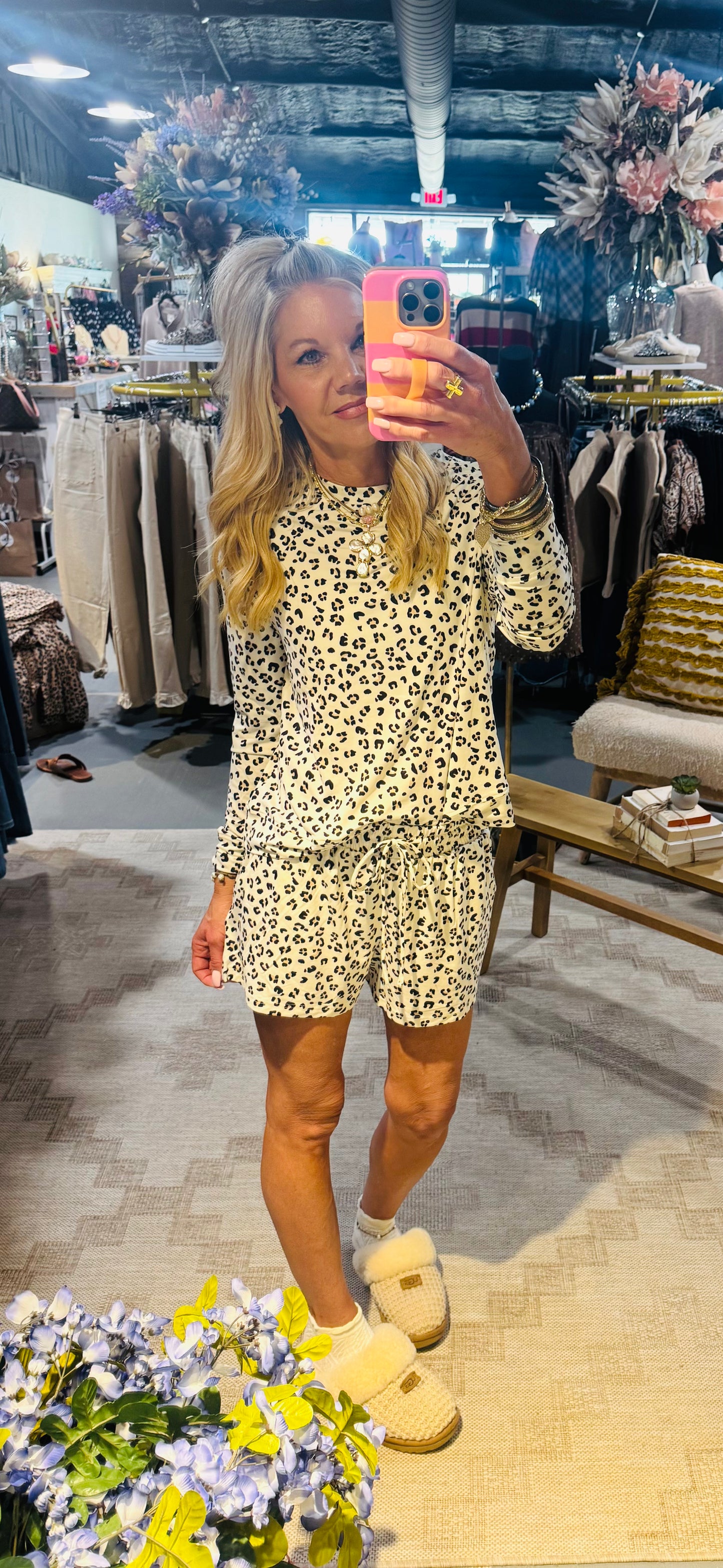 Mary Square Leopard PJ Shorts Set