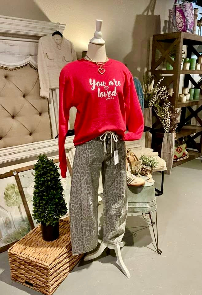 You Are Loved Heathered Red Sweatshirt