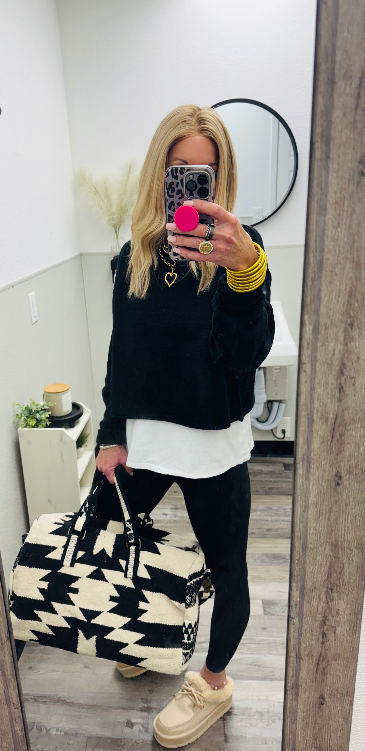 Cropped Oversized Sweater in Black