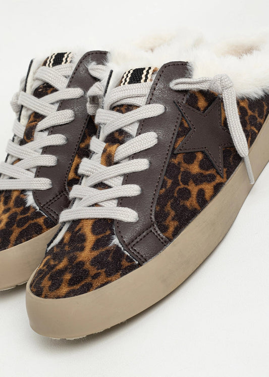 Leopard Print Pinah Slip-On Sneakers with Faux Fur Lining