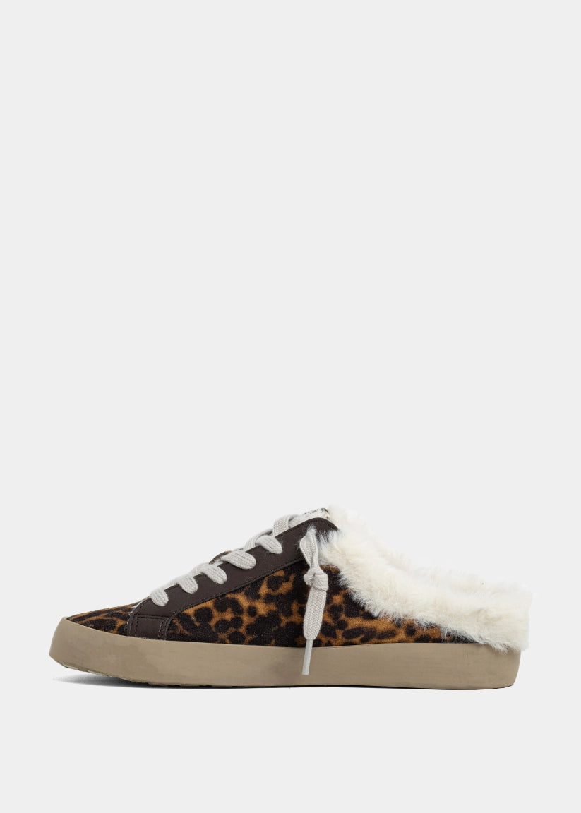 Leopard Print Pinah Slip-On Sneakers with Faux Fur Lining