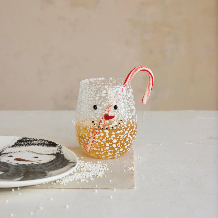 Frosted Snow Man Wine Tumbler