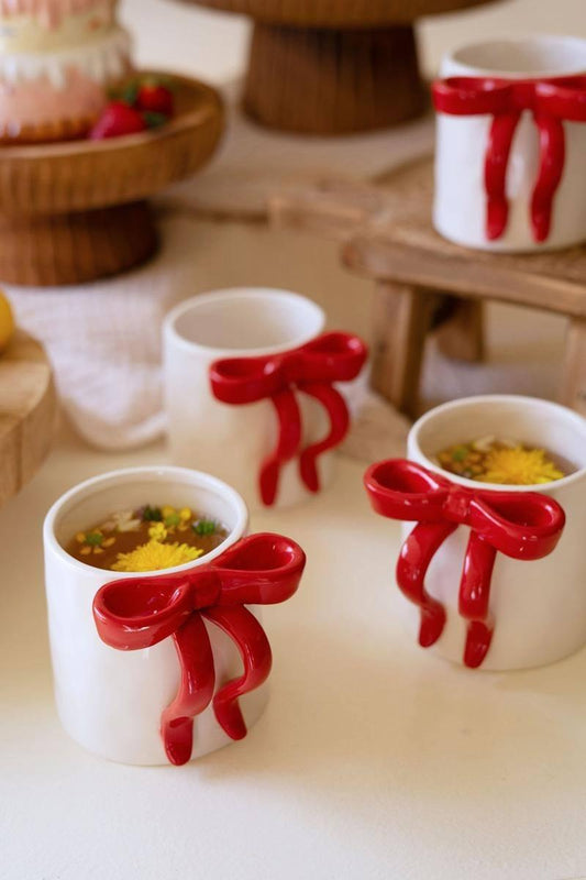 Ceramic Christmas Bow Coffee Mug