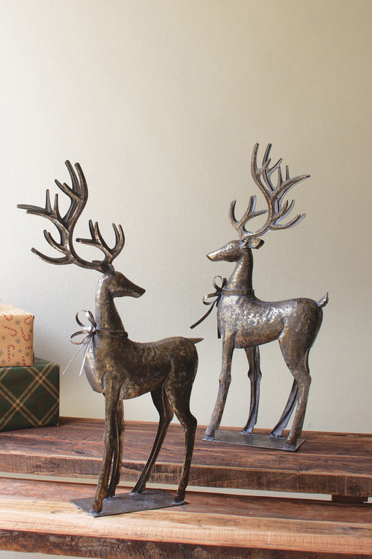 Set of Two Rustic Metal Reindeer