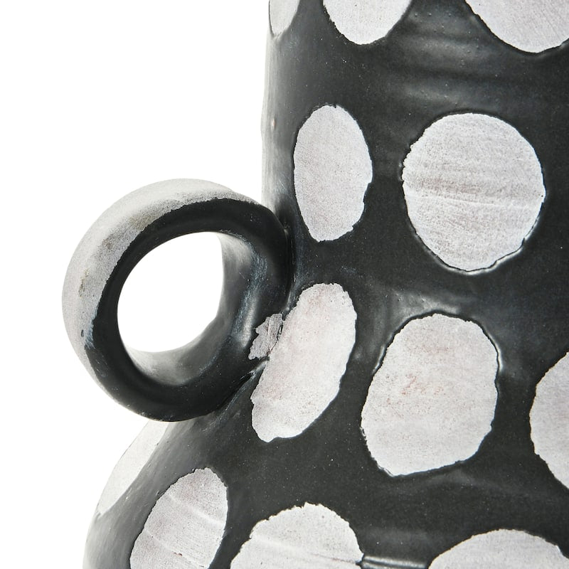 Hand Painted Terra Cotta Vase with Polka Dots