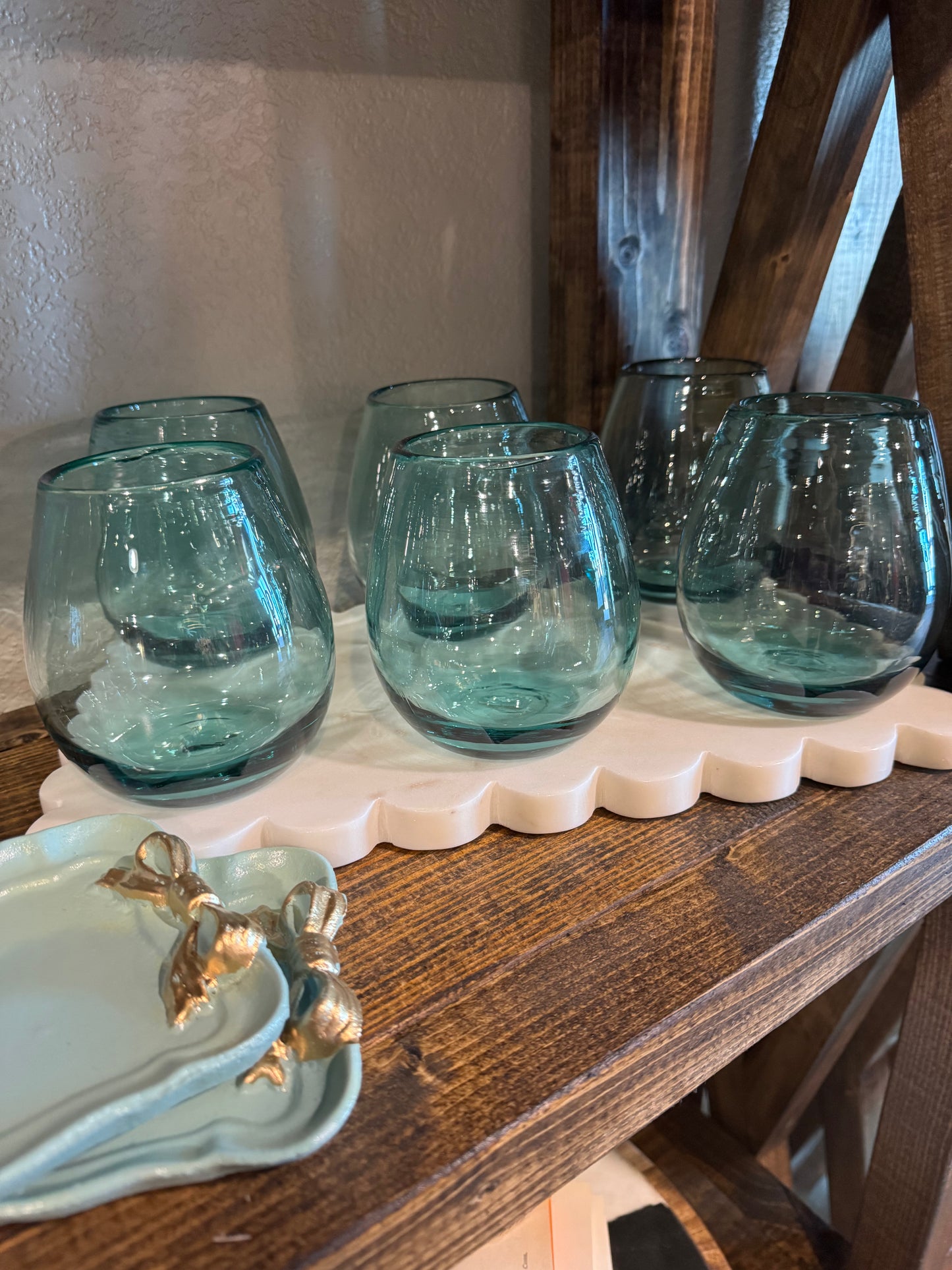 Recycled Hand Blown Stemless Wine Glasses - Set of 6