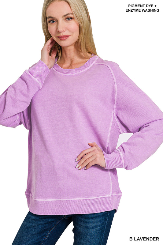 French Terry Piment Dyed Pullover in Lavender