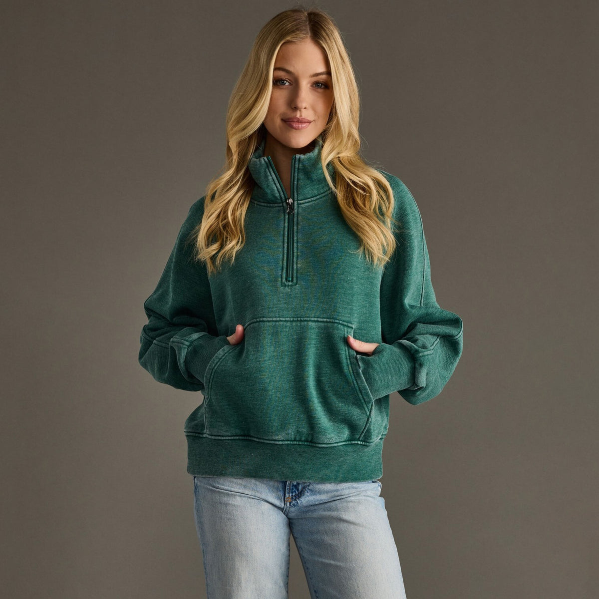 Dk Green Quarter Zip Sweatshirt