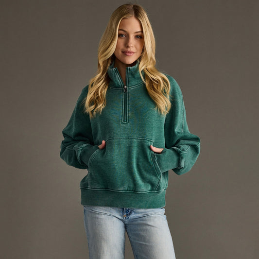 Dk Green Quarter Zip Sweatshirt