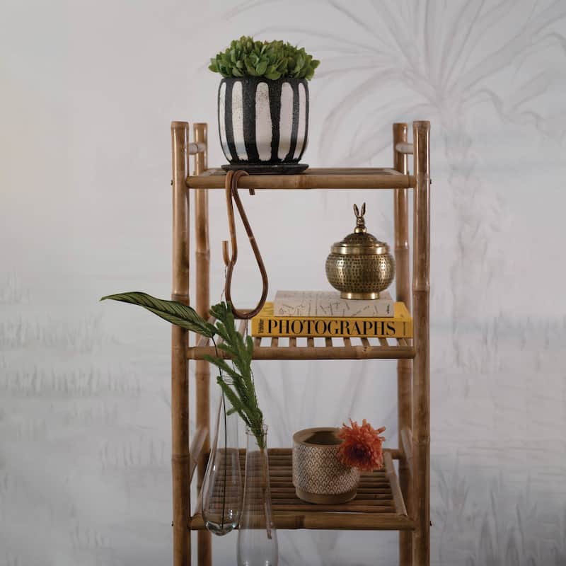 Round Terra-cotta Planter w/ Saucer, Blk & Wht
