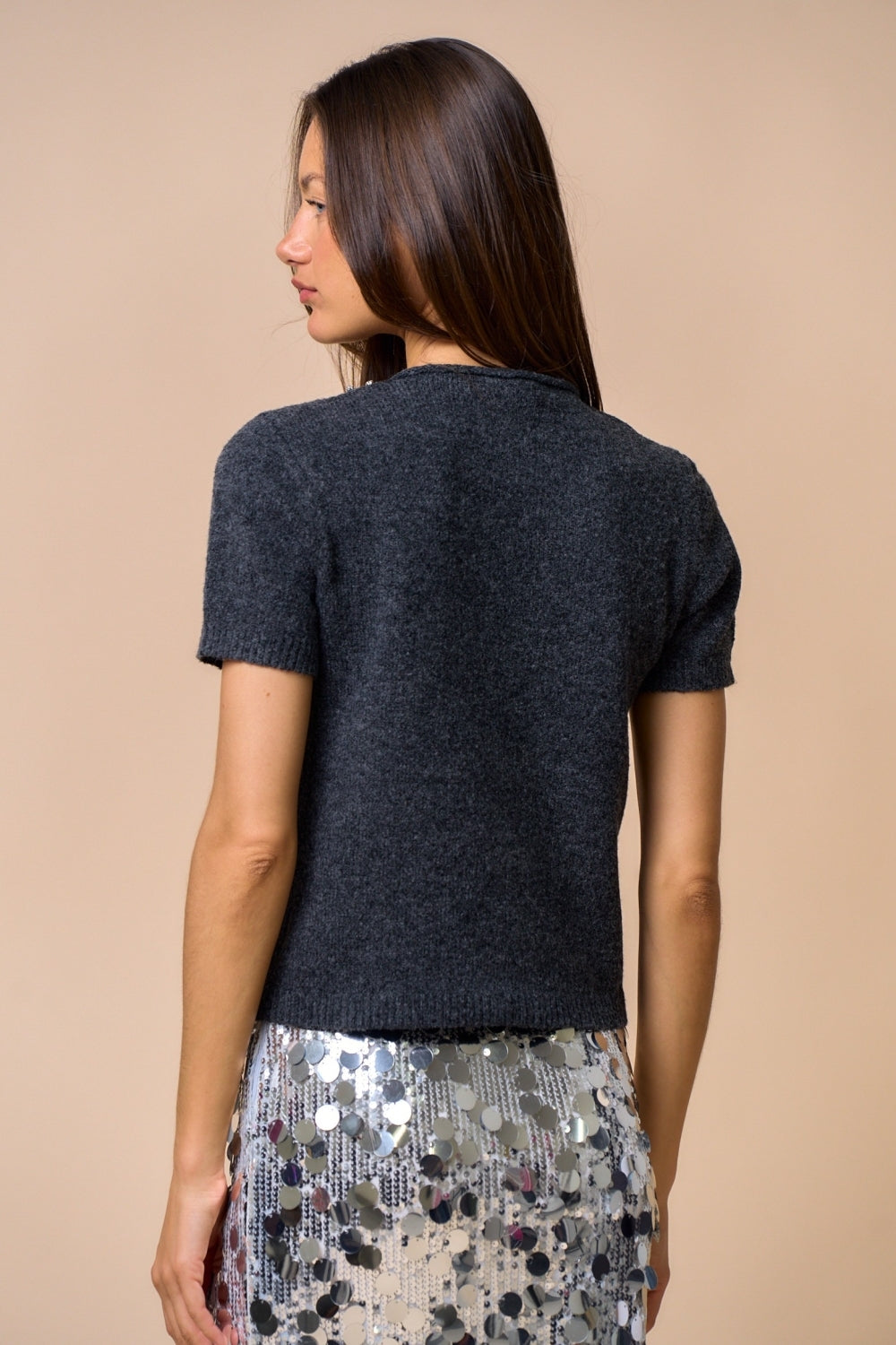 Rhinestone Bow Sweater Top