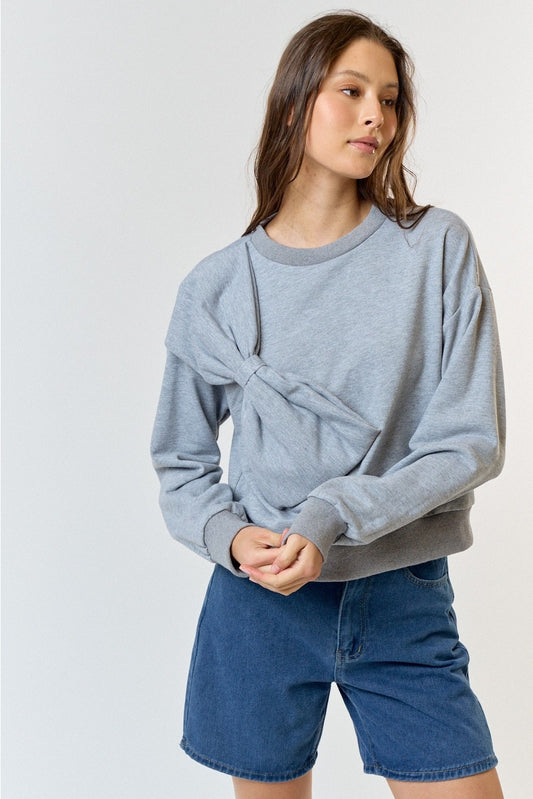 French Terry Sweatshirt with Bow Detail