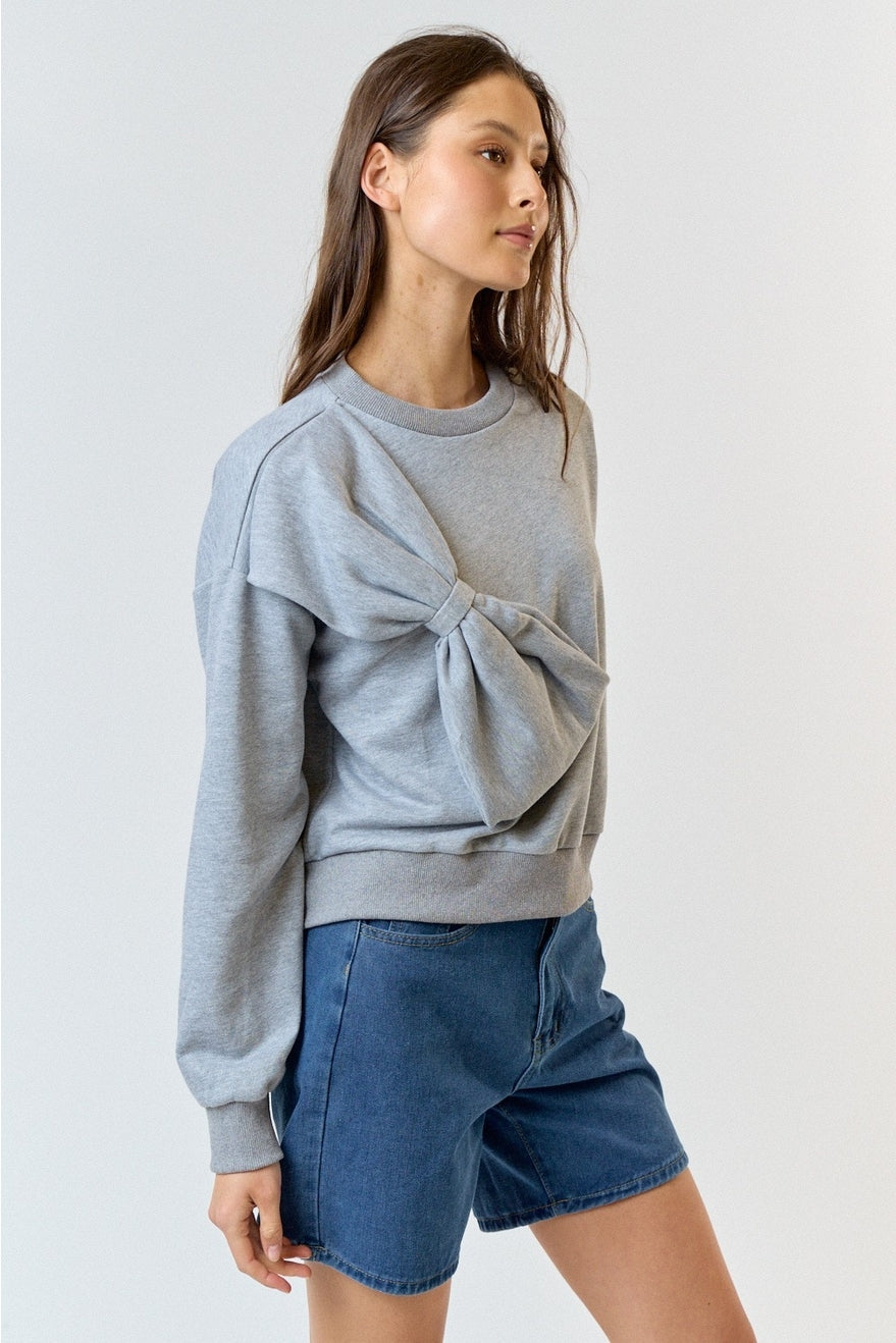 French Terry Sweatshirt with Bow Detail