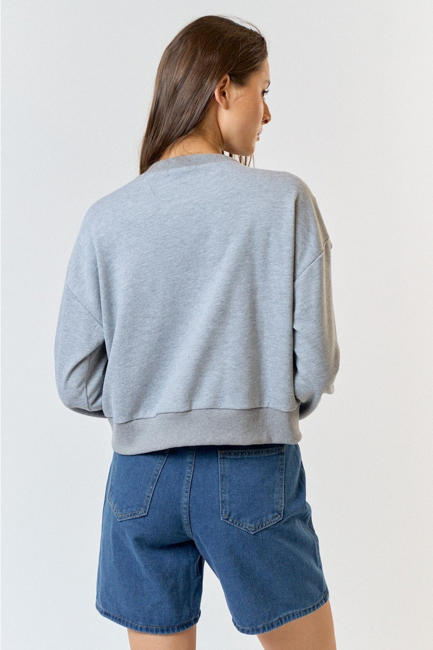 French Terry Sweatshirt with Bow Detail