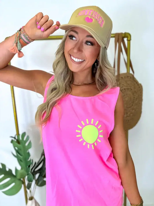 BD07 Neon Pink Sun Tank