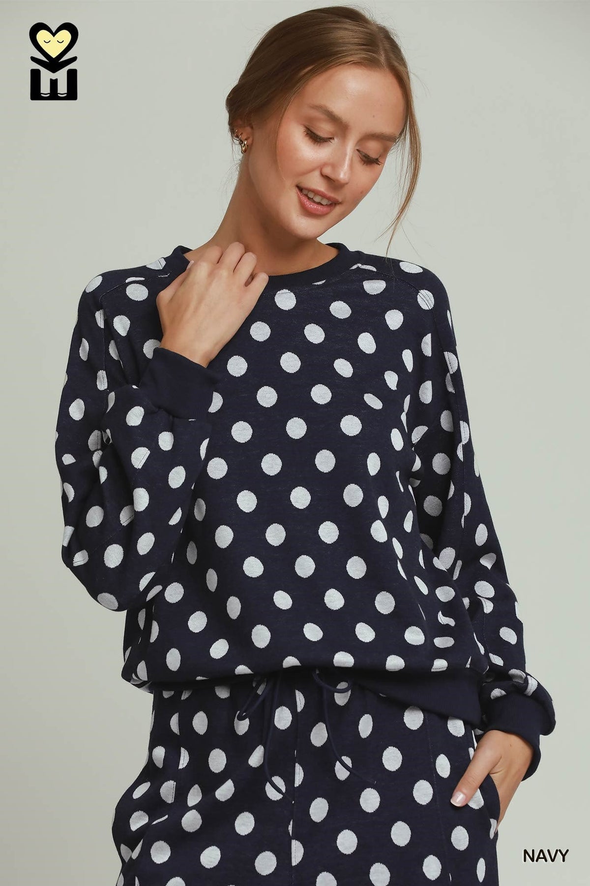 Navy Polka Dot Pullover