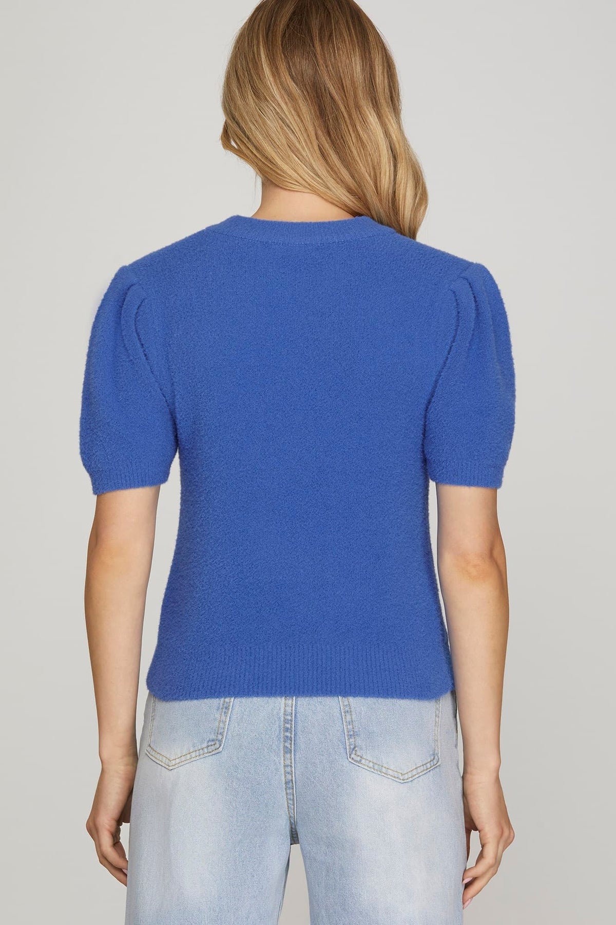 Blue Short Sleeve Sweater
