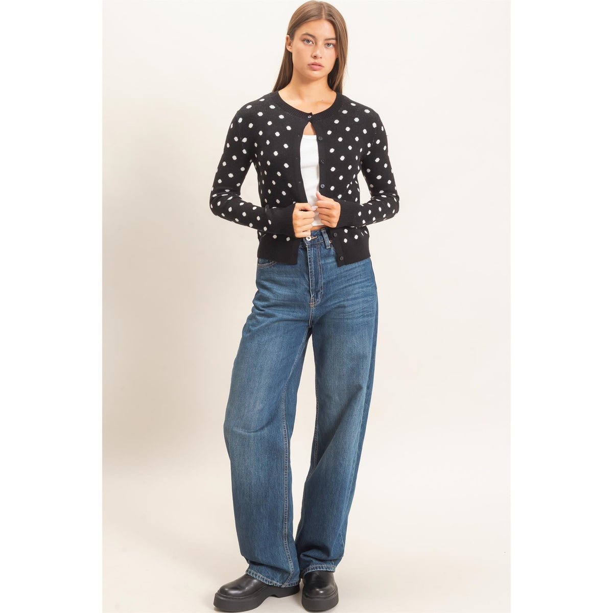 Black Polka Dot Cardigan