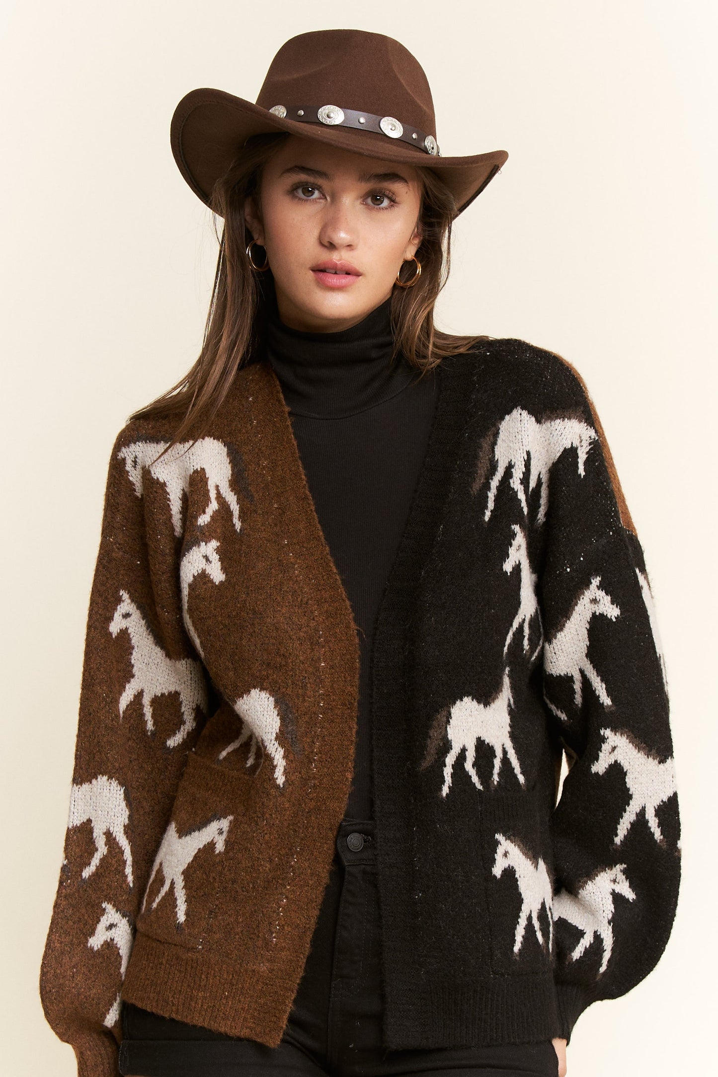 Two Tone White Horse Cardigan