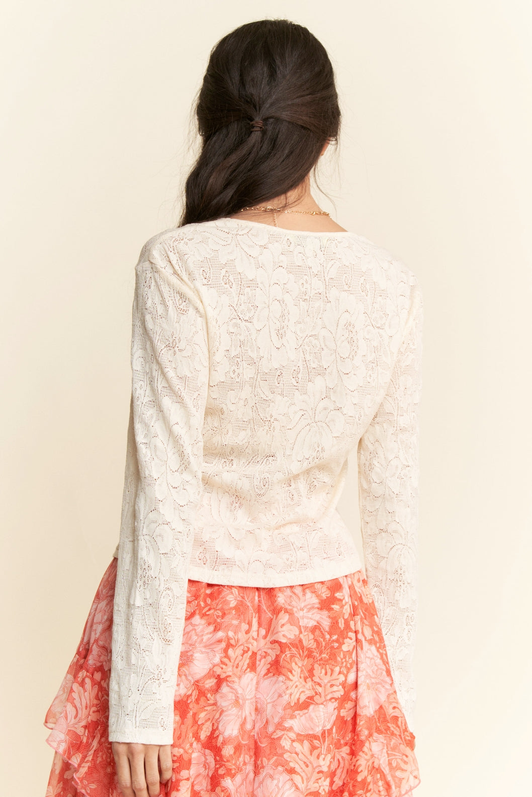 Mesh Lace Top in Ivory Cream
