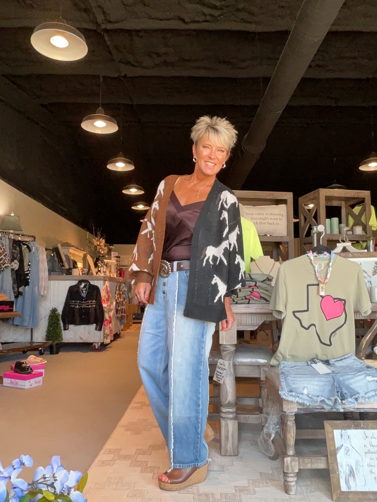 Two Tone White Horse Cardigan