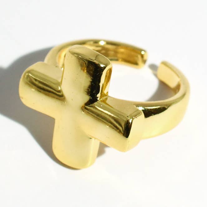 Chunky Gold Cross Ring