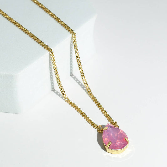 Pink Stone Drop Necklace