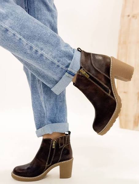 CK12 Espresso Crinkle Rocky Top Zip Up Bootie