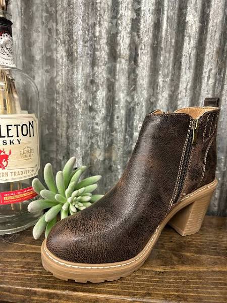 CK12 Espresso Crinkle Rocky Top Zip Up Bootie