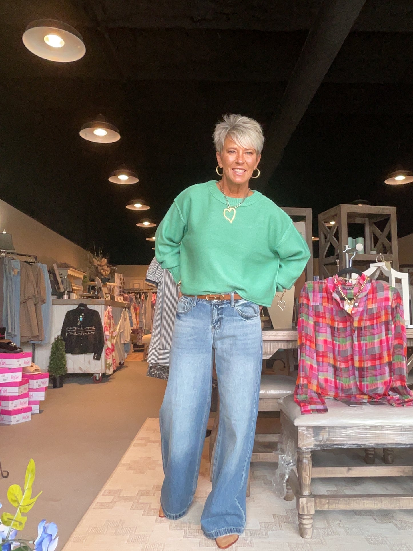 Cropped Oversized Sweater in Emerald