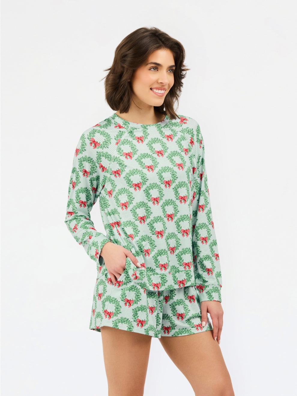 Mary Square Wreath & Ribbon PJ Short Set