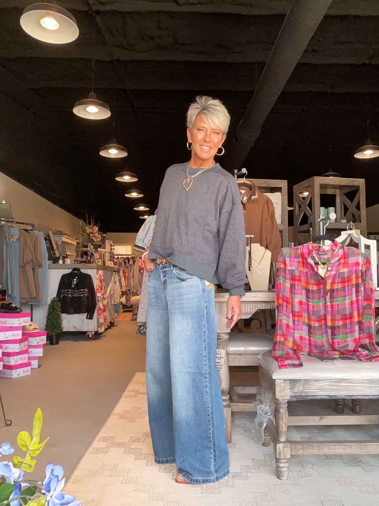 Layered Hem Sweatshirt with Raw Edges in Charcoal