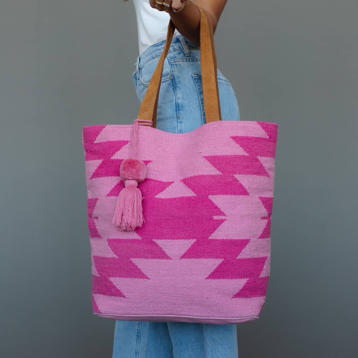 Pink and Light Pink Western Tote