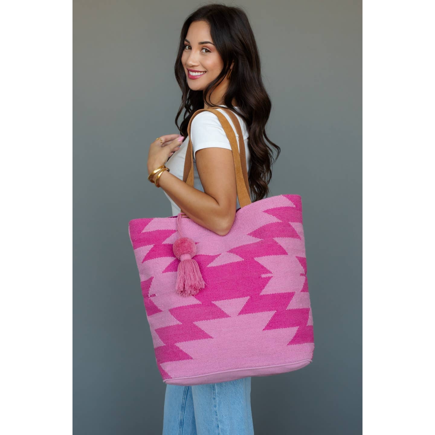 Pink and Light Pink Western Tote