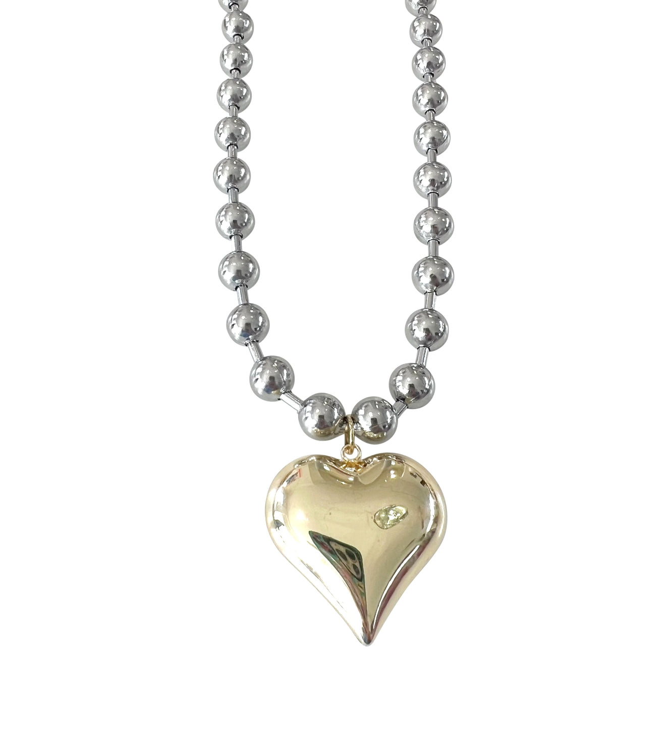 Lucy Ball Chain with Gold Heart Necklace