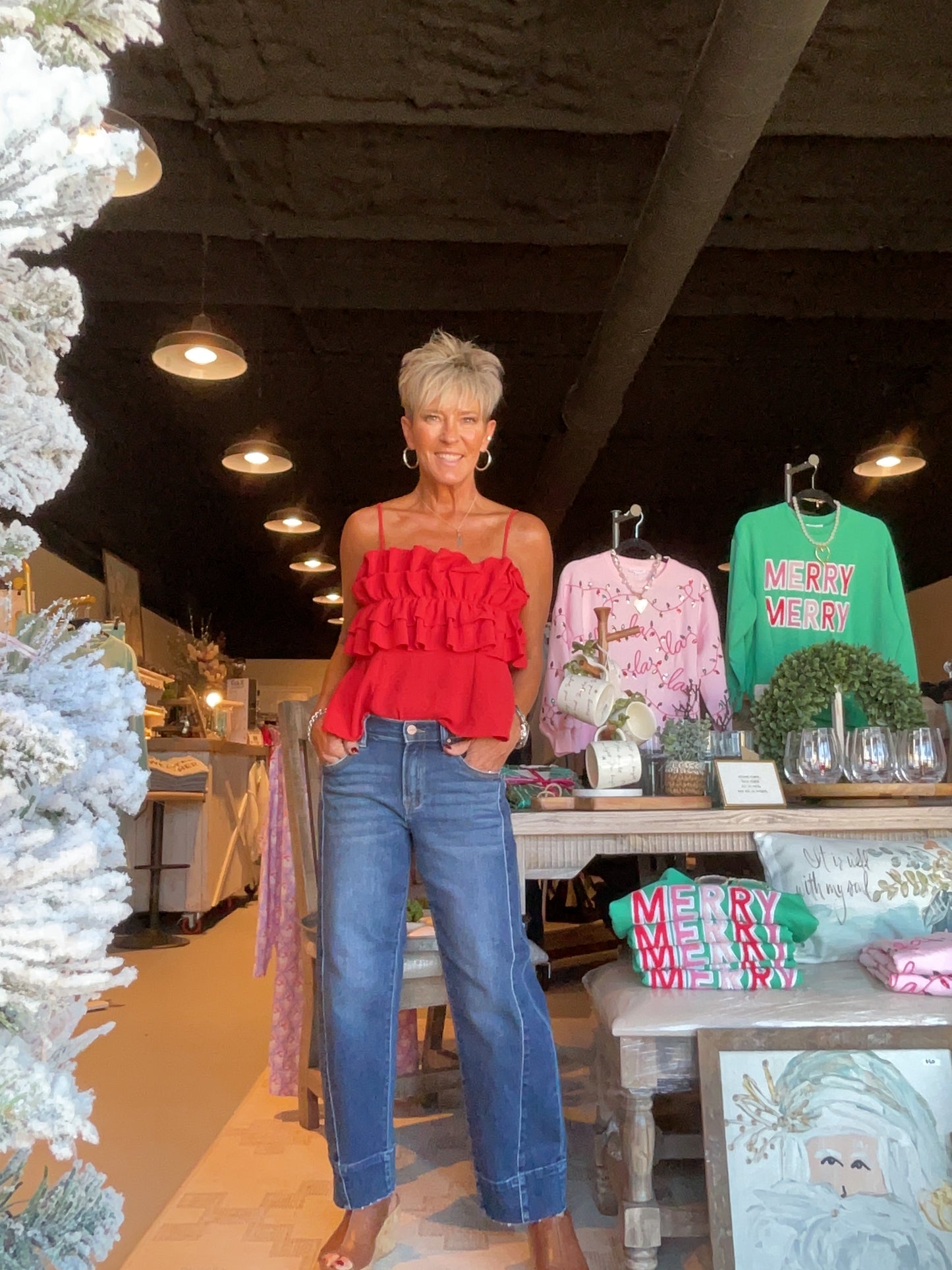 Slouchy Cropped Barrel Jean with Back Elastic Waist