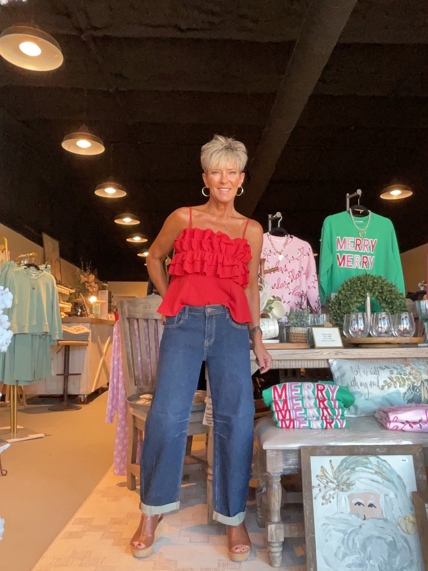 Slouchy Crop Barrel Textured Jeans