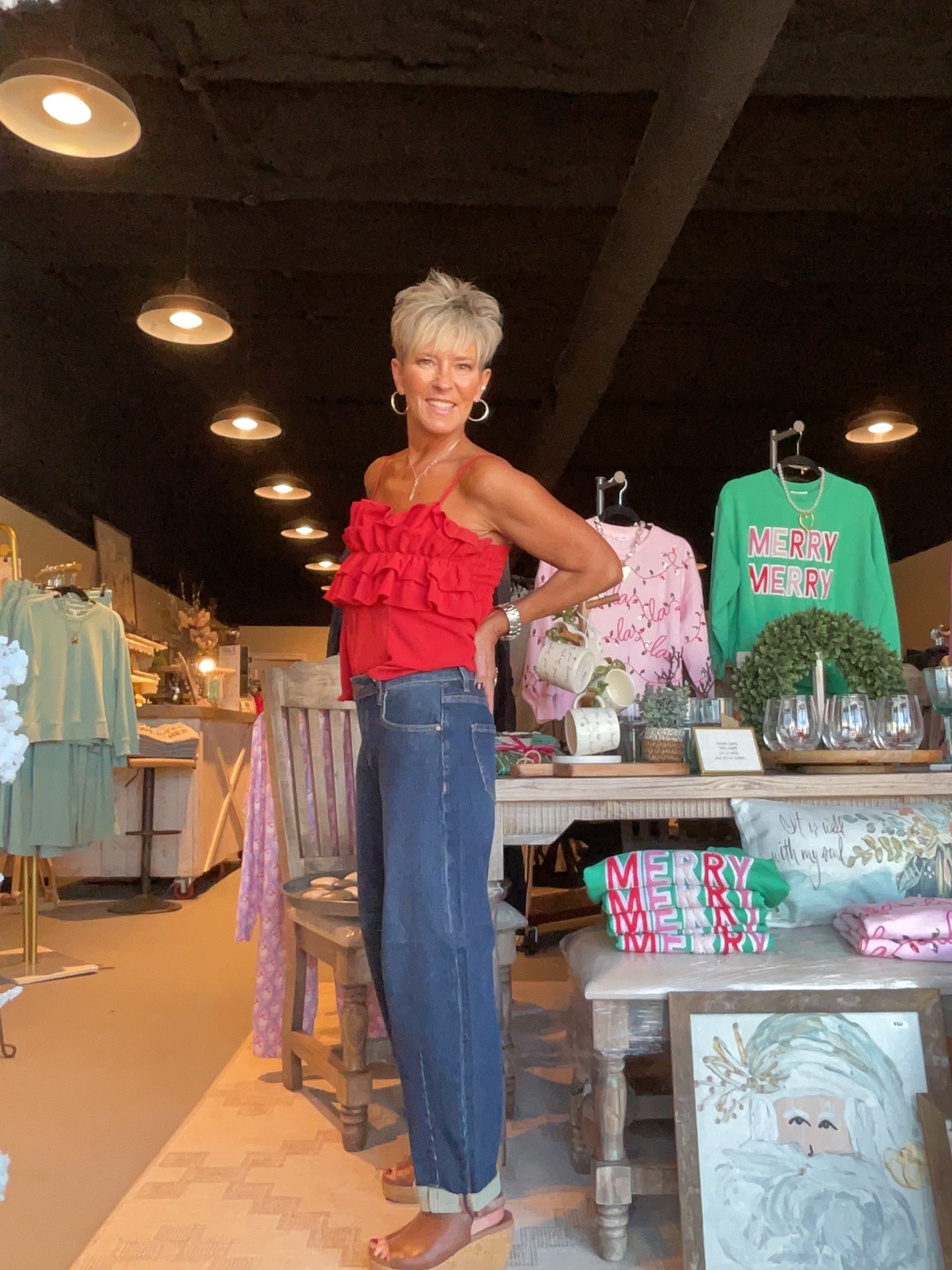 Slouchy Crop Barrel Textured Jeans