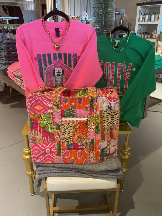 “The Root” Pink and Orange Tropical/Paisley/Tigers Tote/Bag