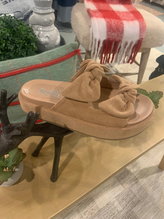 Lil Bit Knotty Hey Girl by Corkys Camel Faux Suede Platform Sandal