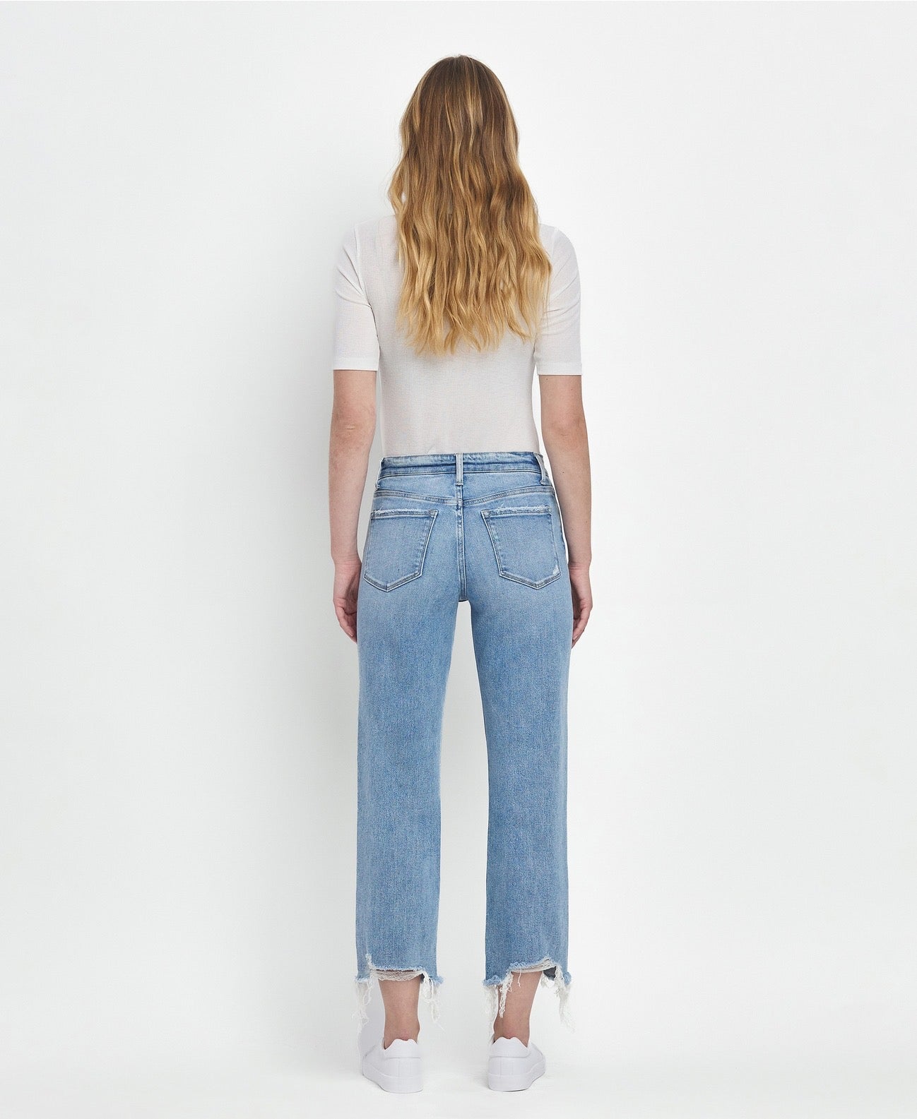 FONDLY High Rise Crop Straight Leg Jeans