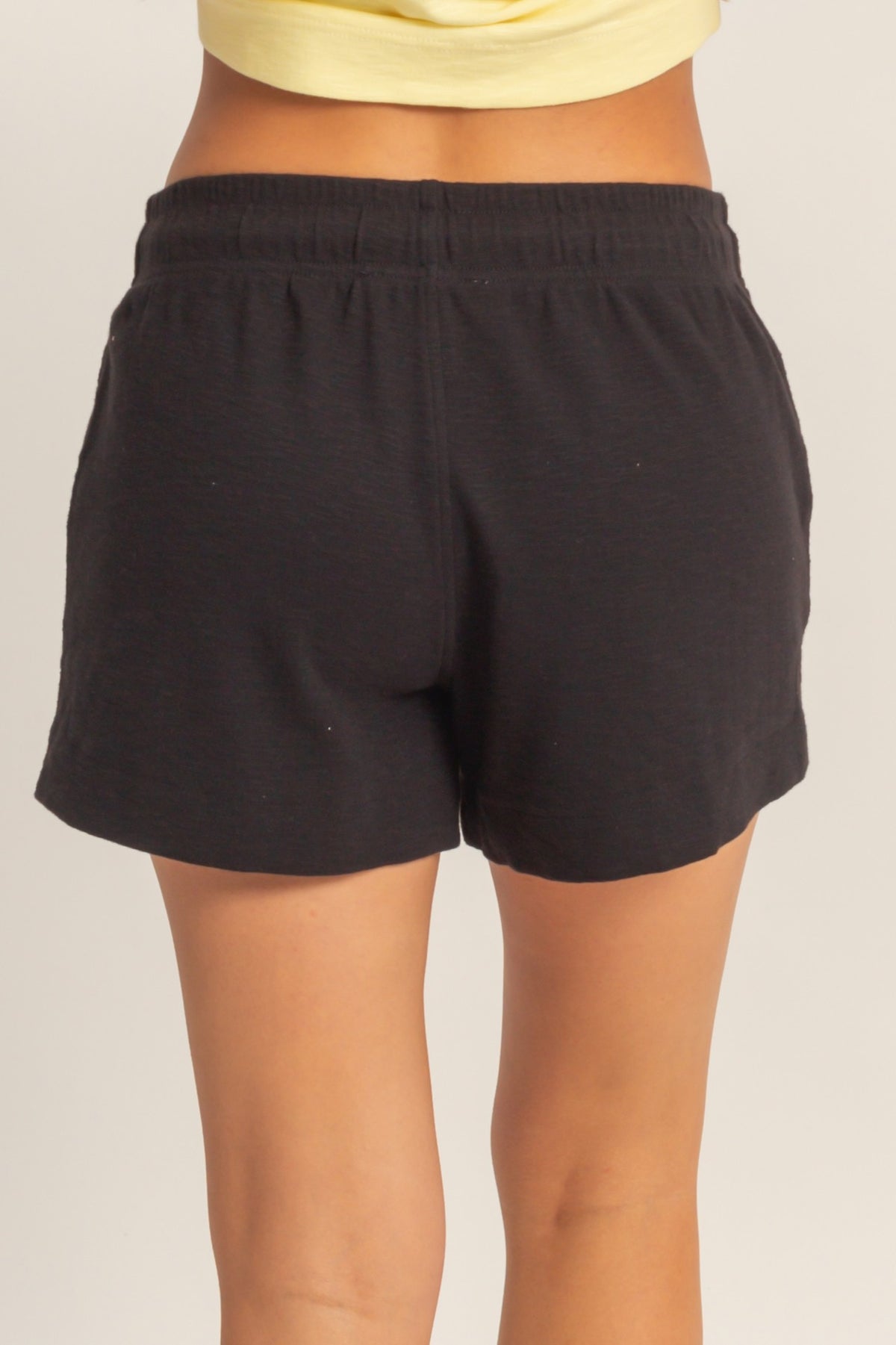 Cotton Drawstring Pocket Shorts Black