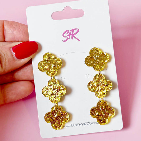 Gold Lamé Acrylic Stephanie Dangle Earring