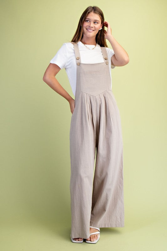 Pintuck Detail Overall with Side Pockets