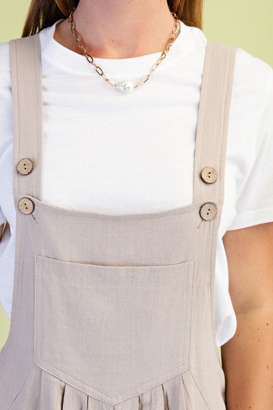 Pintuck Detail Overall with Side Pockets