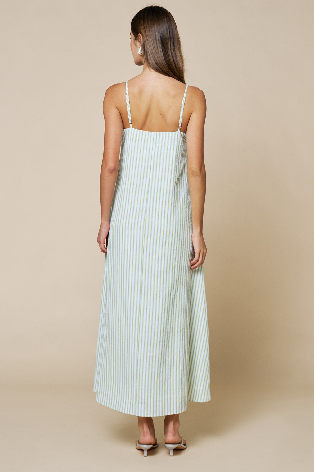 Cream/Matcha Striped Maxi Dress