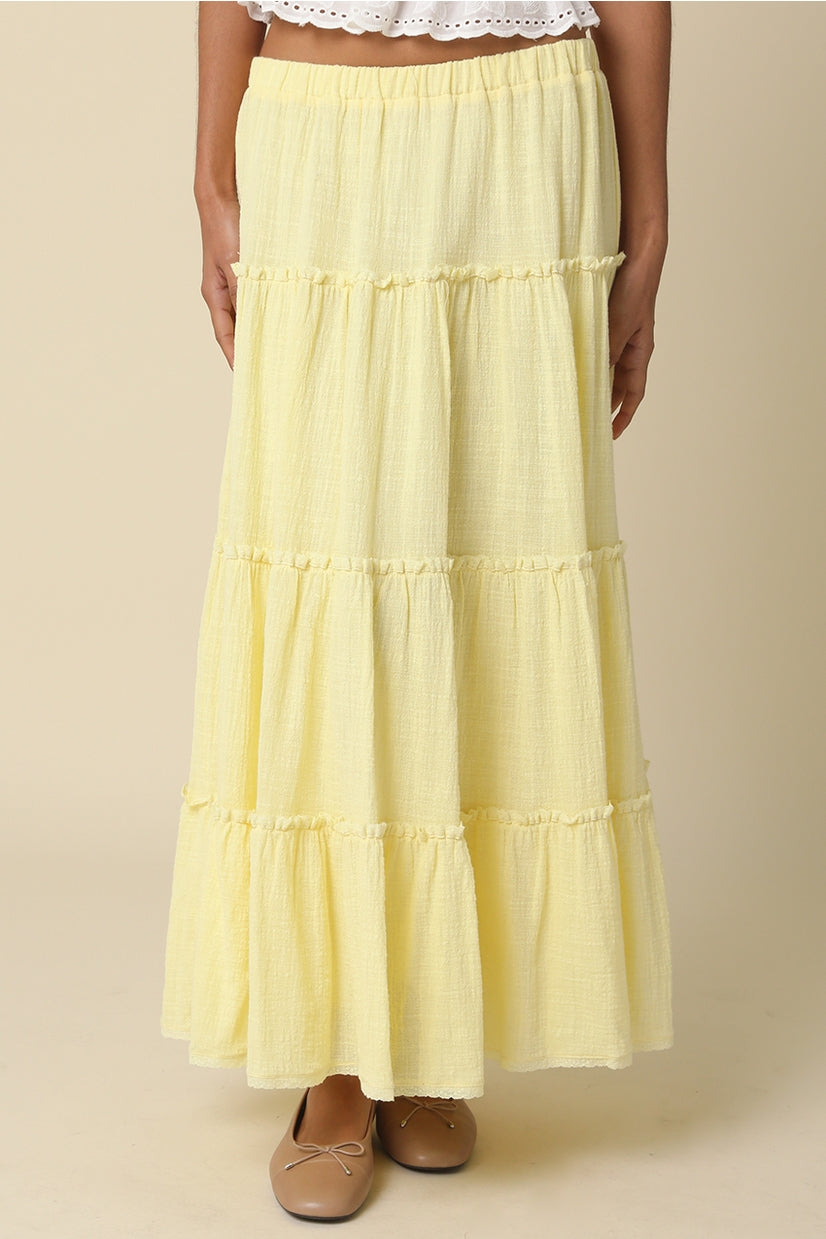 Tiered Maxi Skirt in Butter
